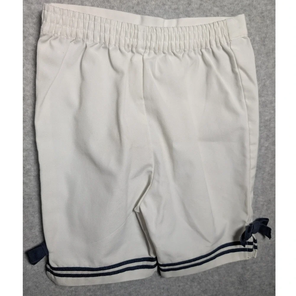 Good Lad Nautical Sailor Set White Navy Blue Bow Shorts 18M Toddler Girl Vintage